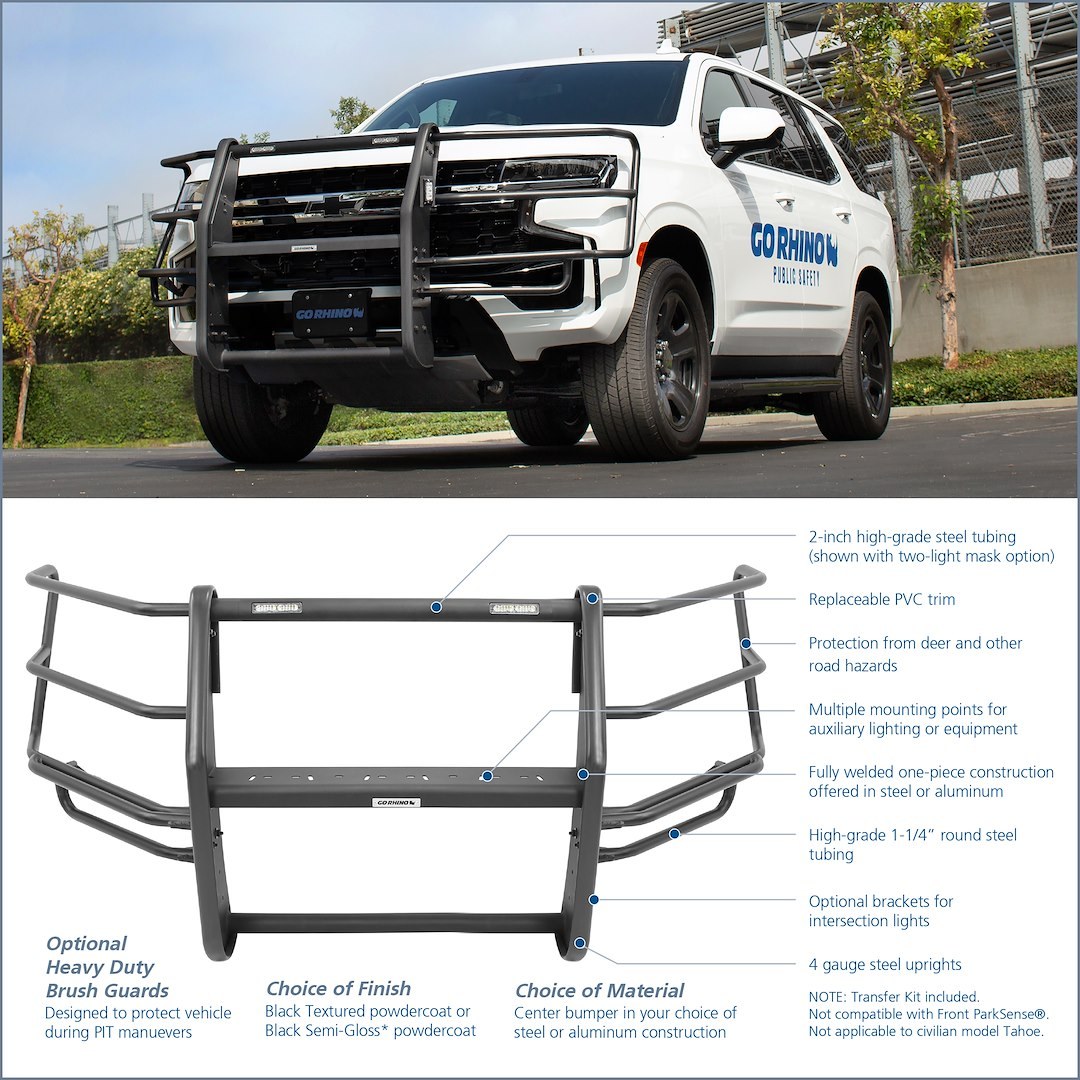Public Safty Brush Guard, 5000 Series, Without Insert Bars, Textured Powder Coated, Black, Mild Steel – 5168WHD
