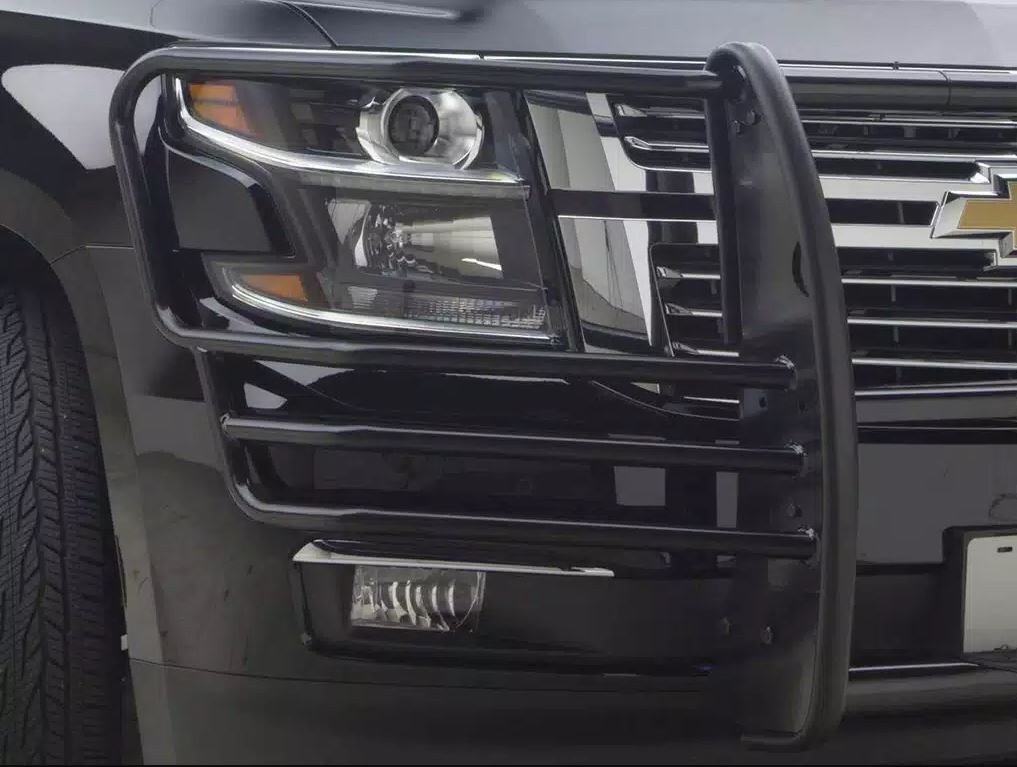 Public Safty Brush Guard, 5000 Series, Without Insert Bars, Semi-Gloss, Black, Heavy Gauge Steel, Mounts to Bumper Push Bar 5202 – 5202WHD