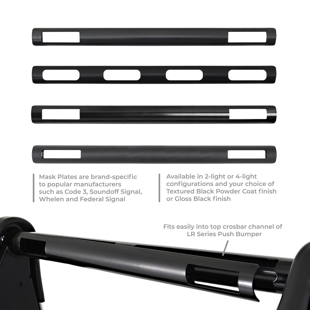 Public Safty Bumper Push Bar, Lr Series, Semi-Gloss, Black, Steel, 2 Inch Diameter, Without Wrap Around Brush Guard – 5297-4L51