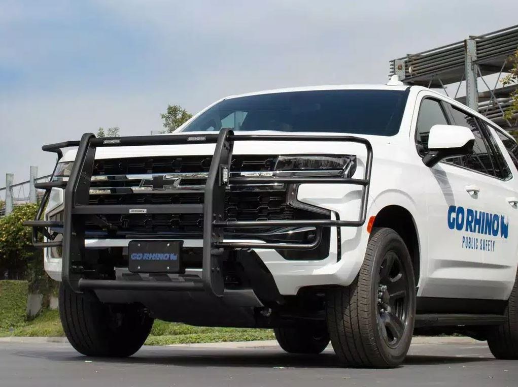 Public Safty Bumper Push Bar, 5000 Series, Semi-Gloss, Black, Steel, 3 Inch Diameter, Without Wrap Around Brush Guard – 5342