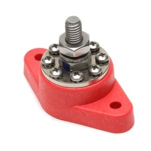 Painless Wrg Wire Terminal Block, 8 Pole with One Main 3/8 Inch Stud for Power/ Ground Directly to Block, Screw Termination, Red – 80114