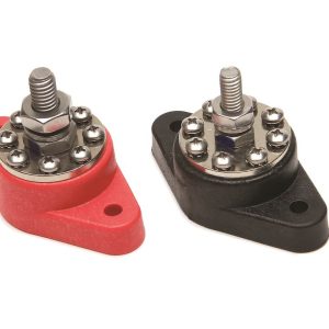 Painless Wrg Wire Terminal Block, 8 Pole with One Main 3/8 Inch Stud for Power/ Ground Directly to Block, Screw Termination, Red and Black – 80116