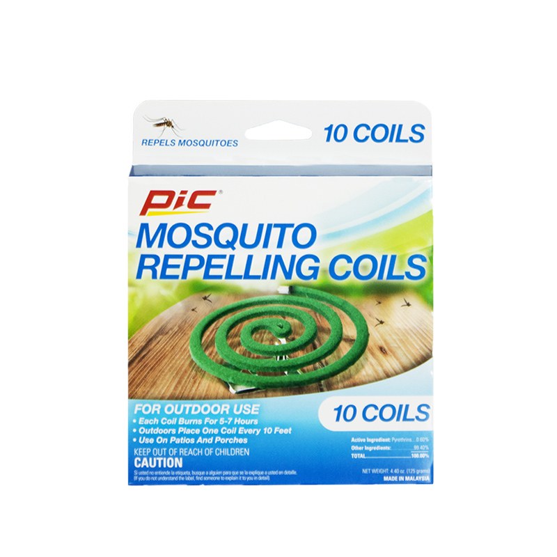 Pic Corp Mosquito Coil, Up to 5 to 7 Hours, Pyrethrins, With Three Stand, Outdoor Use – C-10-12