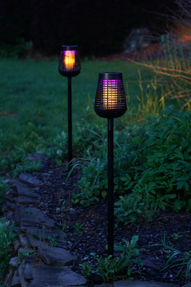 Pic Corp Bug Zapper, Use to Kill Insect, LED Flame Torch Pole, Solar Powered, 6 Hour Run Time, Black – DFST