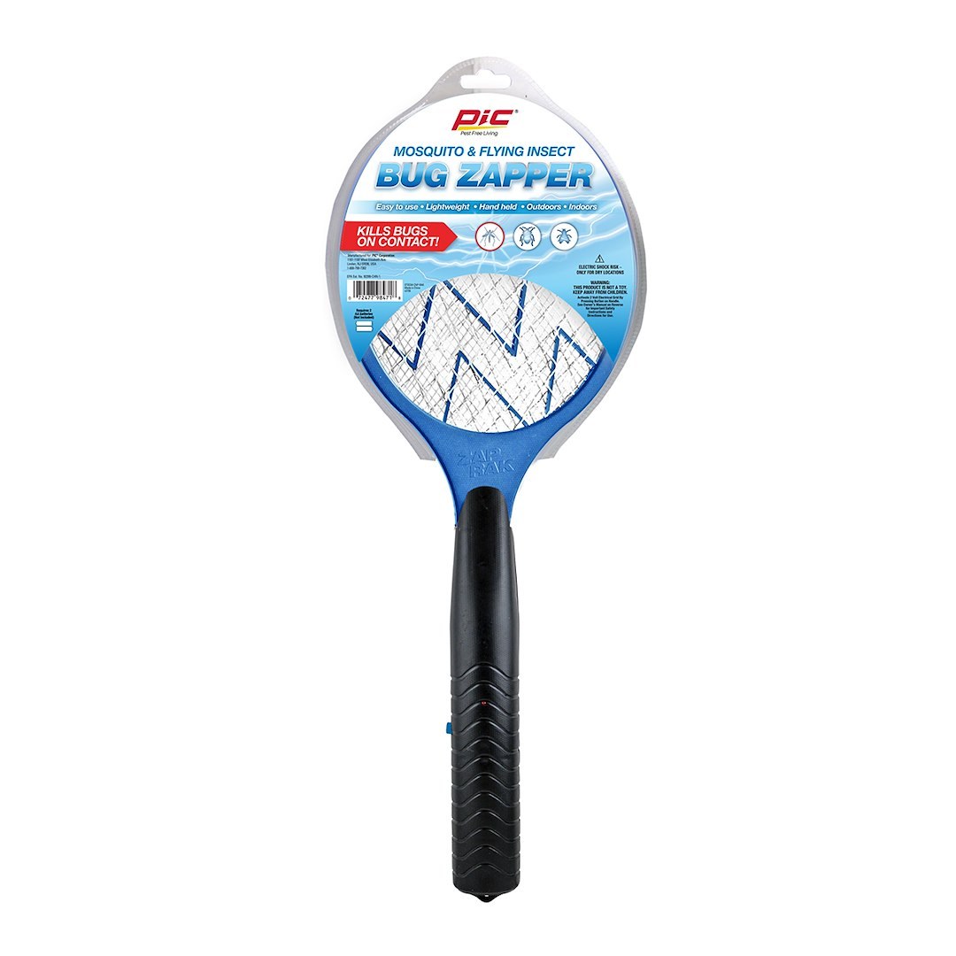 Pic Corp Bug Zapper, Use to Kill Mosquito and Flying Bug, Electric Swatter, Blue and Black Handle, Indoors/ Outdoor Use – ZAPRAK