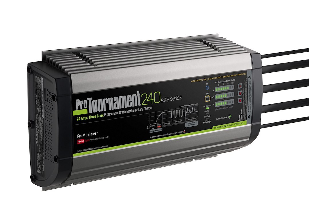 Pro Mariner Battery Charger, Protournament Elite 240 Triple, For 12 Volt Batteries, 3 Bank Charger, 120 Volt Power Supply – 52026