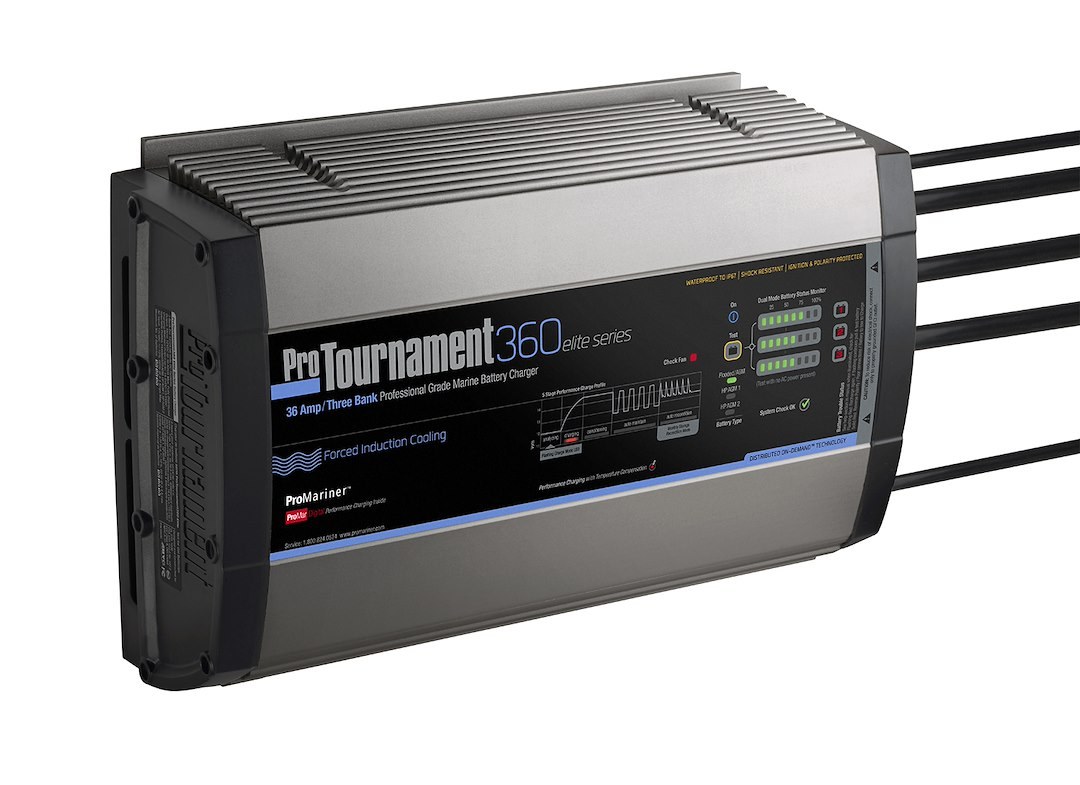 Pro Mariner Battery Charger, Protournament Elite 360 Triple, For 12 Volt Batteries, 3 Bank Charger, 120 Volt Power Supply – 52036
