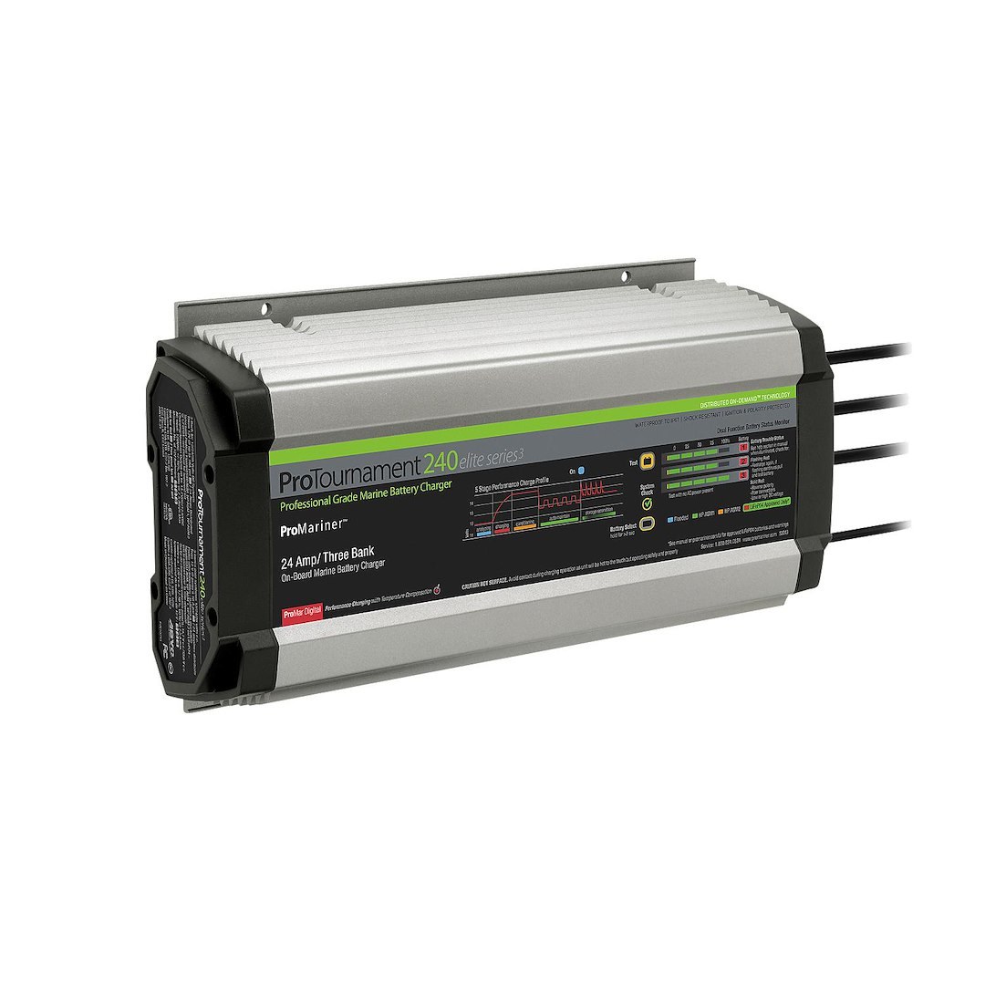 Pro Mariner Battery Charger, Protournament Elite 240 Triple, For 12 Volt Batteries, 3 Bank Charger, 120 Volt Power Supply – 53243