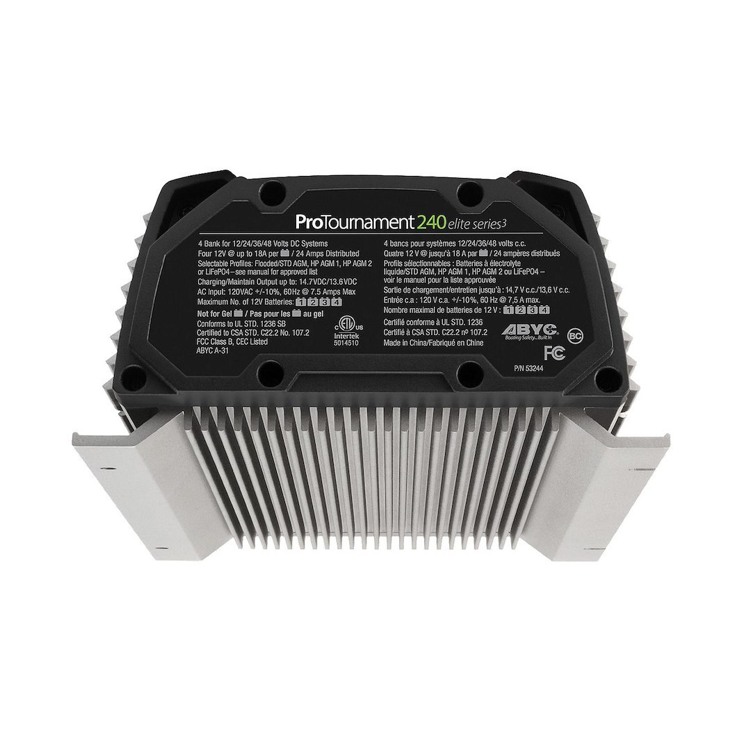 Pro Mariner Battery Charger, Protournament Elite 240 Quad, For 12 Volt Batteries, 4 Bank Charger, 120 Volt Power Supply – 53244