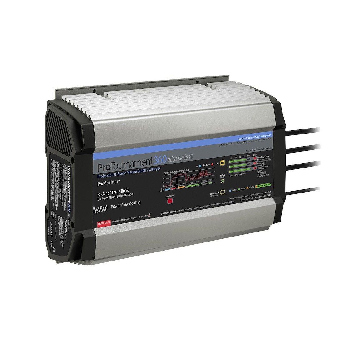 Pro Mariner Battery Charger, Protournament Elite 360 Triple, For 12 Volt Batteries, 3 Bank Charger, 120 Volt Power Supply – 53363