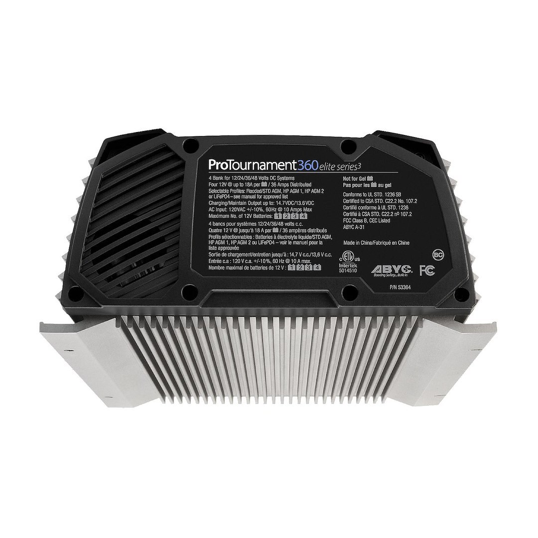 Pro Mariner Battery Charger, Protournament Elite 360 Quad, For 12 Volt Batteries, 4 Bank Charger, 120 Volt Power Supply – 53364