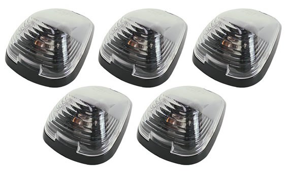 Pacer Perf Roof Marker Light, Hi-Five®, Direct-Fit OEM Style, Clear Lens, 194 Bulb, Amber Bulb, 5 Light Set, With Wiring Harness – 20-235C