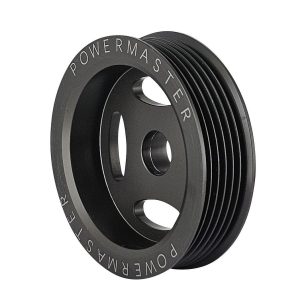 Powermaster Alternator Pulley, For Hpr Series Alternators, Six Groove, 3-1/2 Inch Outer Diameter, Hard Anodized, Black, Aluminum – 196-35