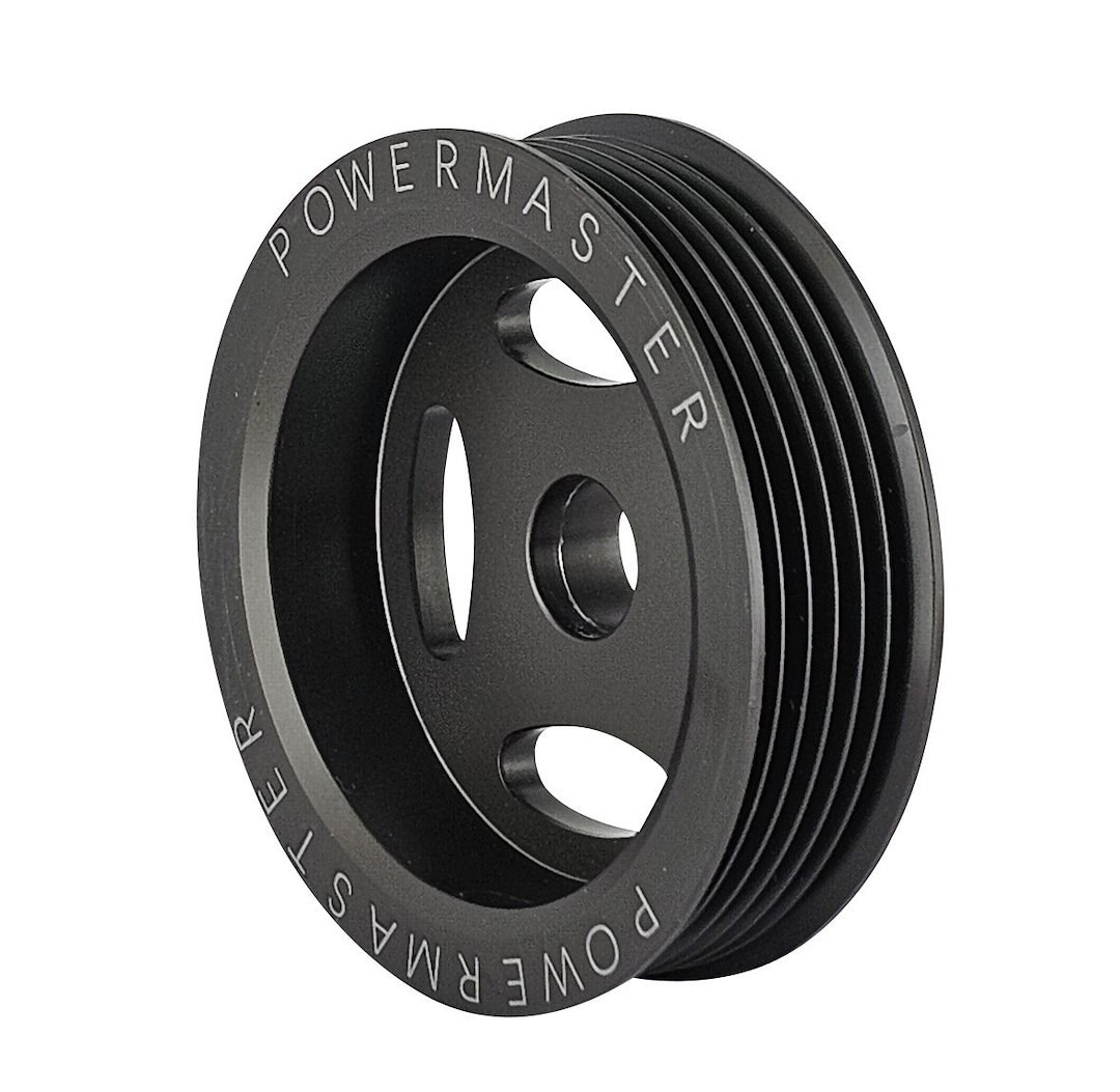 Powermaster Alternator Pulley, For Hpr Series Alternators, Six Groove, 3-1/2 Inch Outer Diameter, Hard Anodized, Black, Aluminum – 196-35