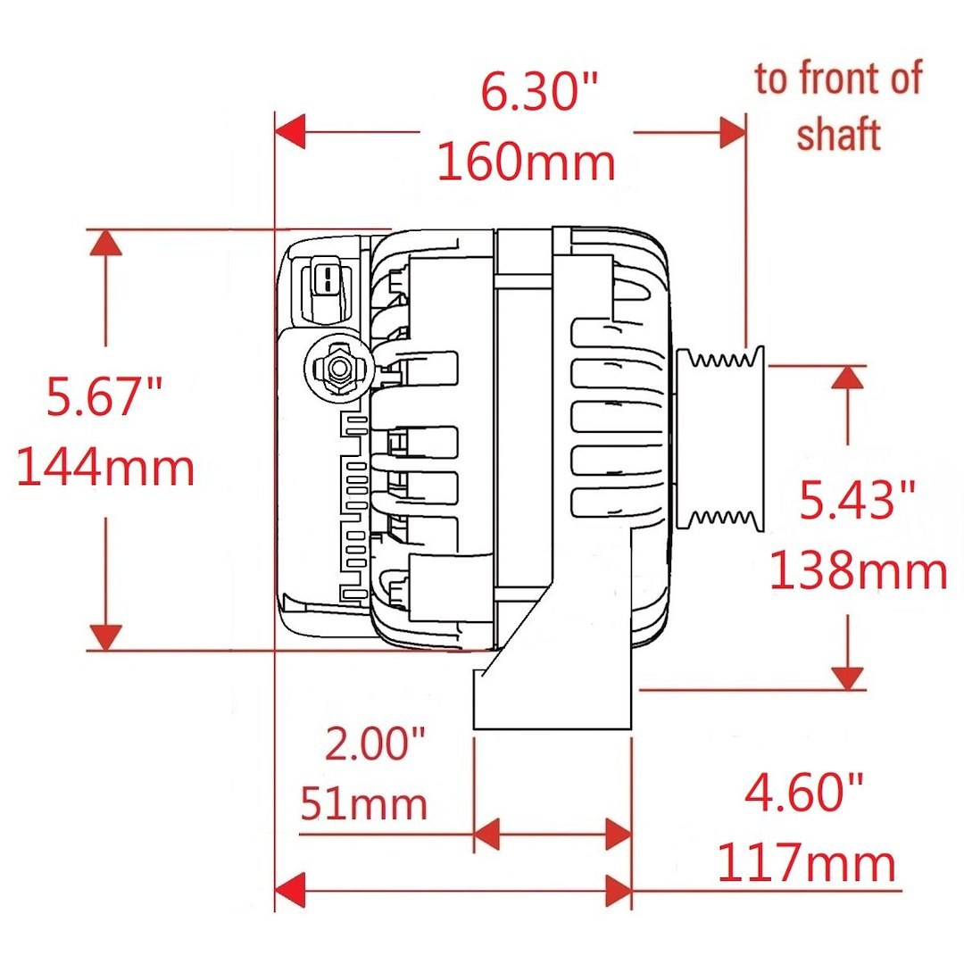 Powermaster Alternator/ Generator, Fits Ls Truck 2 Inch Offset Spools/ 5.43 Inch Mount Applications, Denso Style – 485503-17.5