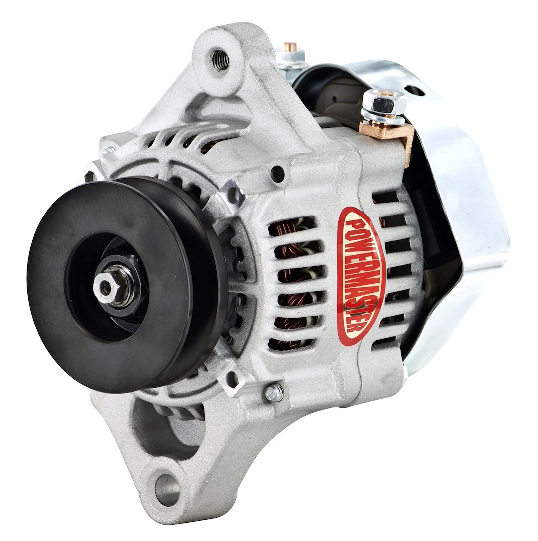 Powermaster Alternator/ Generator, Race, Denso Style 93 Millimeter Alternator, V Belt Pulley, 12 Volt, 55 Amp, One Wire, Natural – 8172