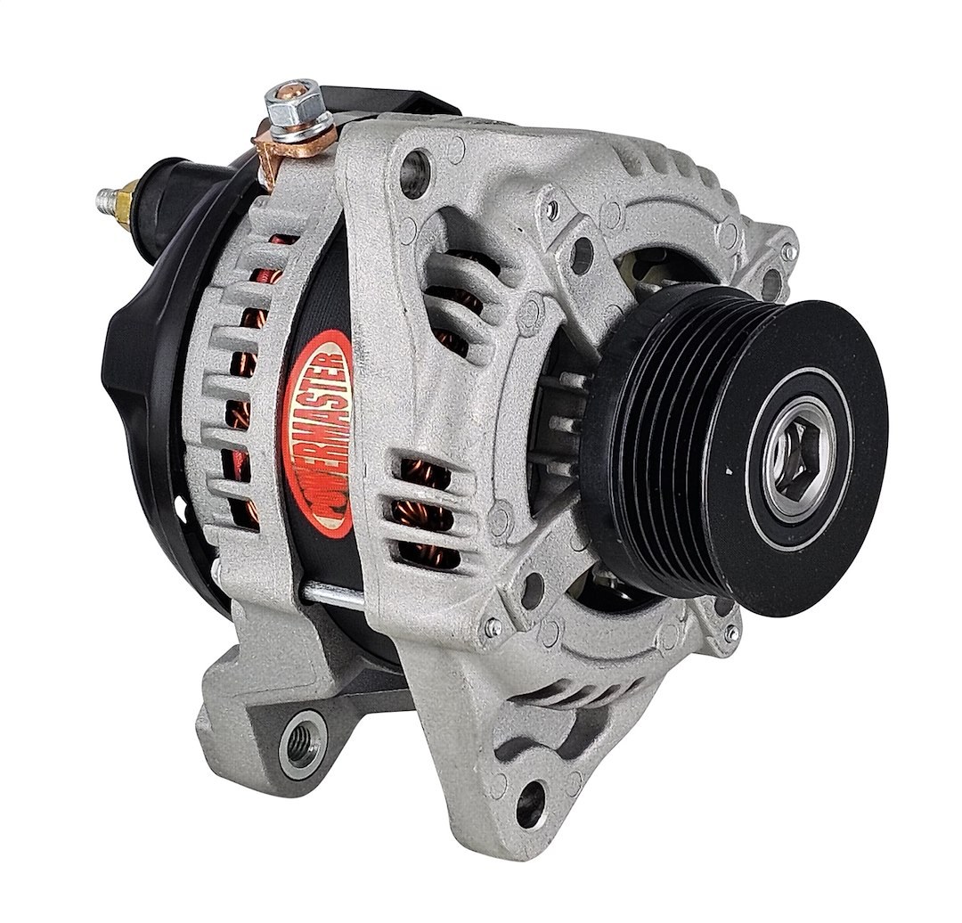 Powermaster Alternator/ Generator, Denso Style, 6-Grove Pulley, 175 Amp, Clutch Side Rear Battery Post, Rear Regulator, Natural – 841625-2R