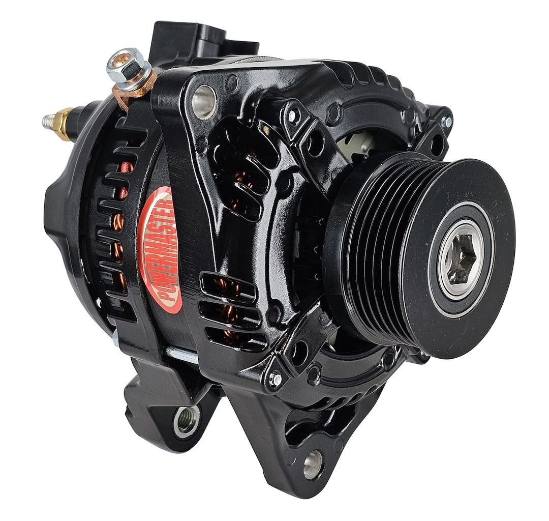 Powermaster Alternator/ Generator, Denso Style, 6 Groove, 175 Amp, One Wire, Clutch Side Battery Post, Black – 851625-R-1