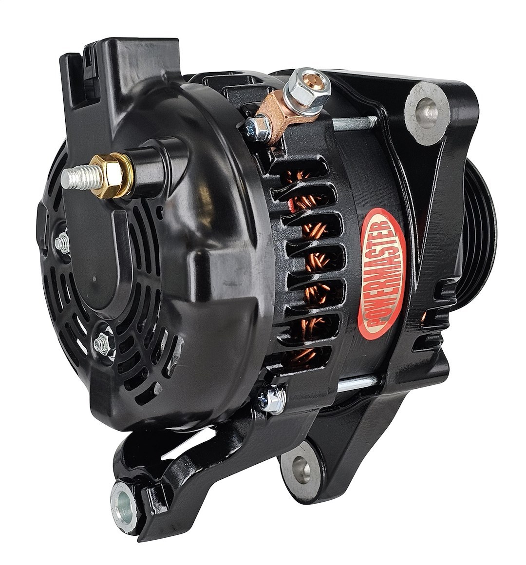 Powermaster Alternator/ Generator, Denso Style, 6 Groove, 175 Amp, One Wire, Clutch Side Battery Post, Black – 851625-R-1