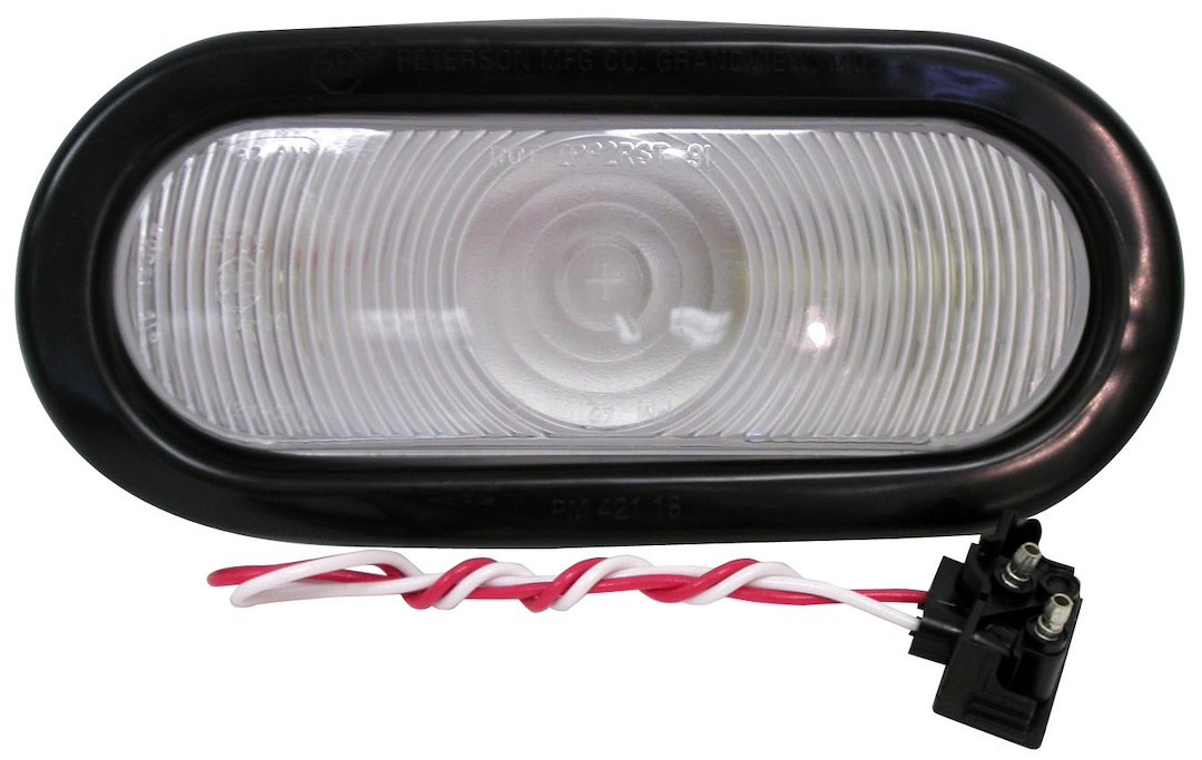 Peterson Mfg Backup Light, Clear Oval Housing, Incandescent Bulb, With Grommet/ Right Angle Plug – 416K