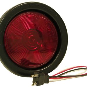 Peterson Mfg Trailer Light, Stop/ Turn/ Tail Light, Sealed, Incandescent, Round Shape, Red, 4-1/4 Inch Diameter, With Grommet/ Straight Plug – 426KR