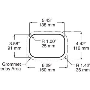 Peterson Mfg Trailer Light Grommet, Rectangular, 6.29 Inch Length X 4.42 Inch Height X 0.57 Inch Width, Fits 850 Series Lights, Black, Rubber – 850-18