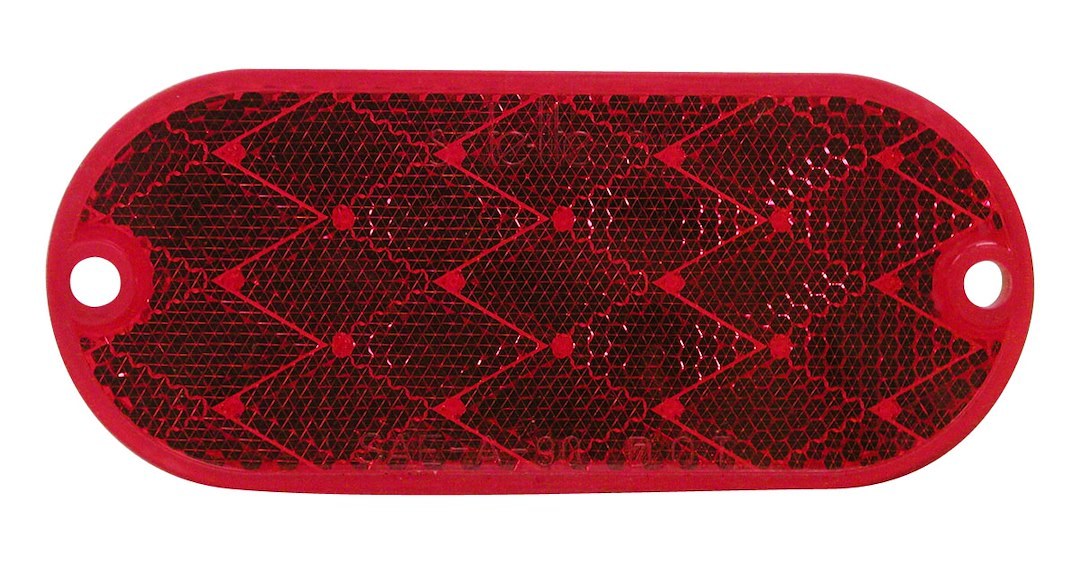 Peterson Mfg Reflector, Red Lens, 4-3/8 Inch Length X 1-7/8 Inch Height Oblong, Without Housing, Mounts with 2 Screws – B479R