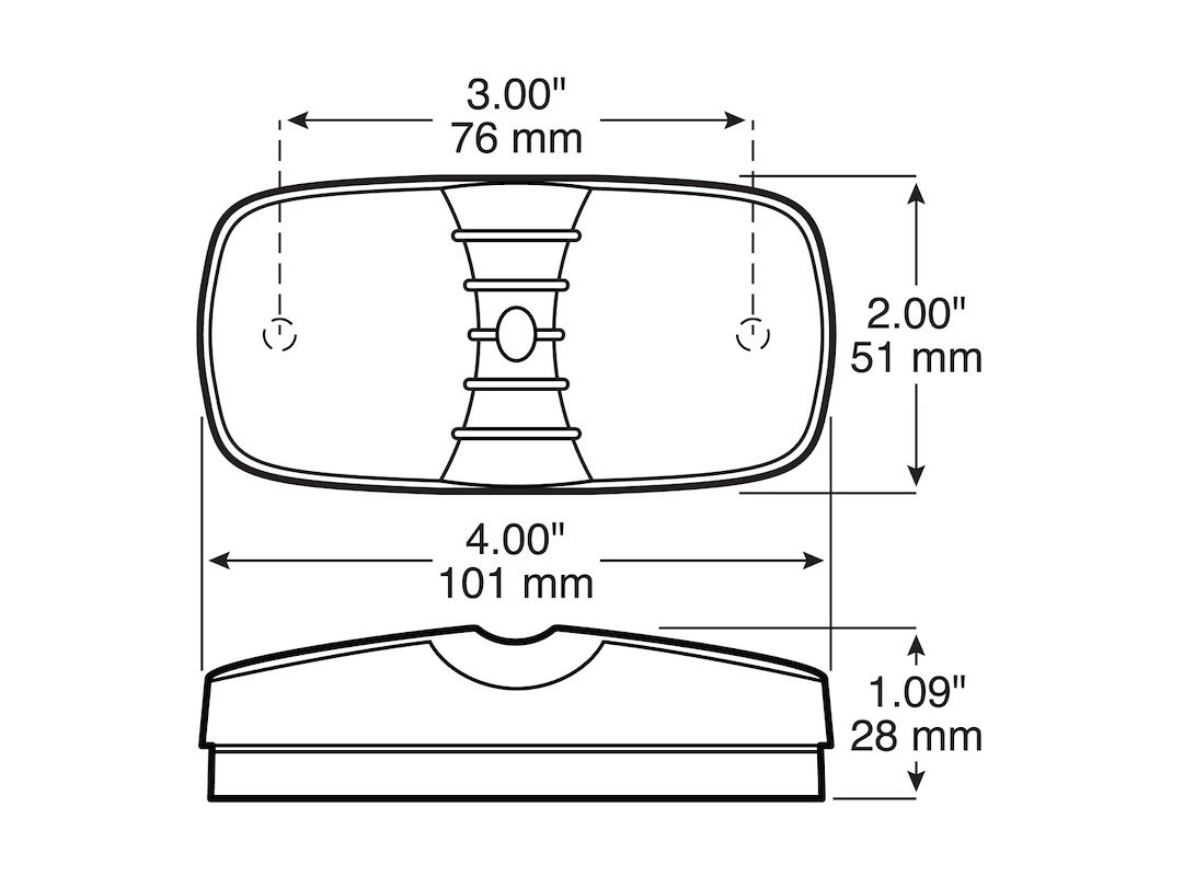 Peterson Mfg Clearance Light, LED, Rectangular, 4 Inch Length X 2 Inch Width X 1.09 Inch Height, Amber Lens, Surface Mount, 9 to 32 Volt – M38A-MV-BT2