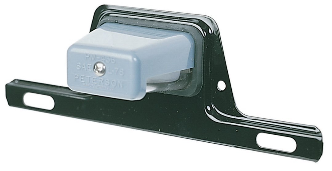 Peterson Mfg License Plate Bracket, Black, Power Coated, Steel, With Light – M436B