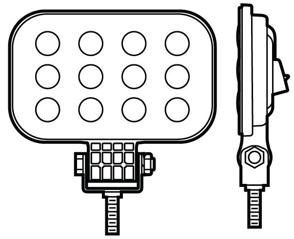 Peterson Mfg Work Light, 3 Inch X 5 Inch Rectangular, Pedestal Mount, 1000 Lumens, 0.81 Amp at 12 Volt/ 0.41 Amp at 24 Volt, LED – M906-MV-BT2