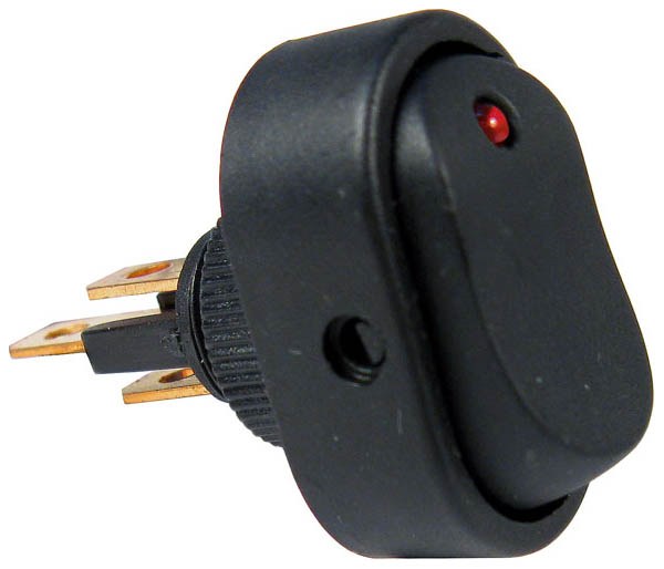 Peterson Mfg Multi Purpose Switch, On-Off, 12 Volt, 25 Amp, Rocker Switch, Oblong Shape, LED Illumination, Black – PMV5584PT