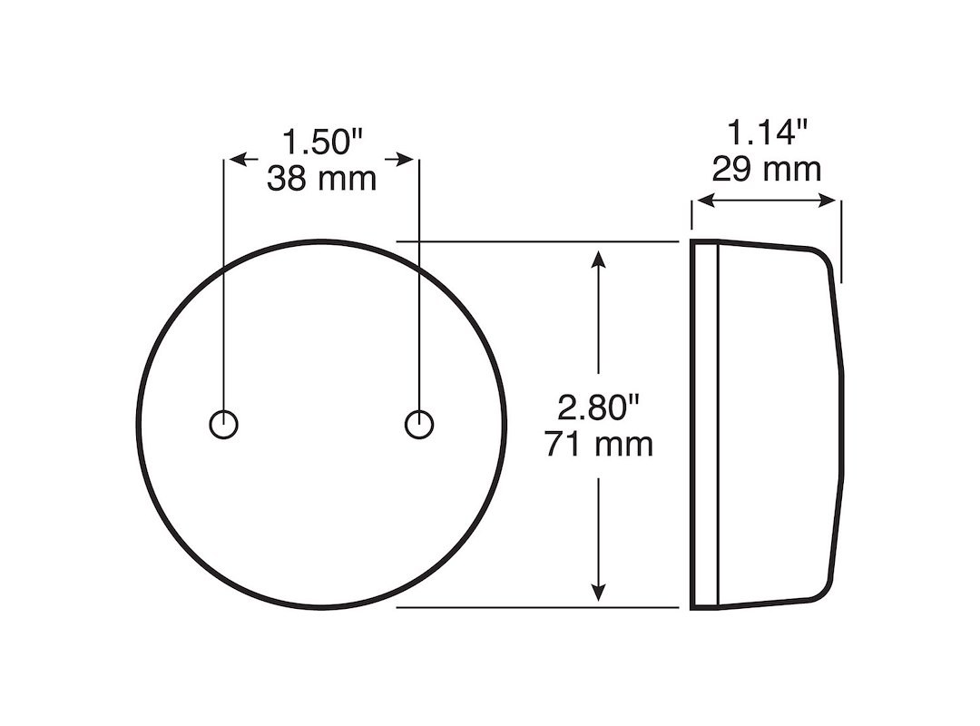 Peterson Mfg Clearance Light, Incandescent, Round, 2-7/8 Inch Diameter X 1-1/8 Inch Height, Red Lens, Surface Mount, Single, Without Trim – V102R