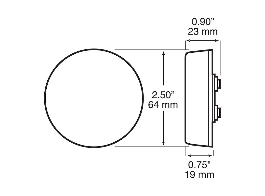 Peterson Mfg Clearance Light, Incandescent, Round, 2-1/2 Inch Diameter, Red Lens, Without Trim, Single, With Built-IN Reflex Optics – V143R