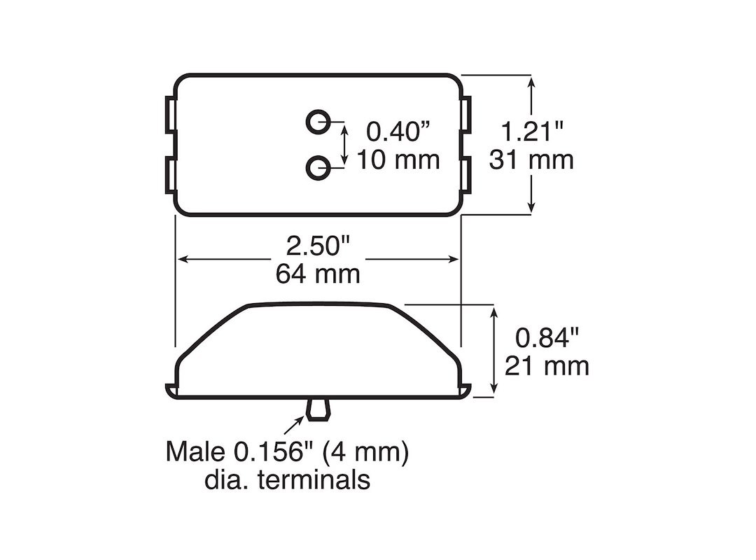 Peterson Mfg Clearance Light, LED, Rectangular, 2-1/2 Inch Length X 1.21 Inch Width X 0.84 Inch Height, Red Lens, Grommet Mount – V153KR