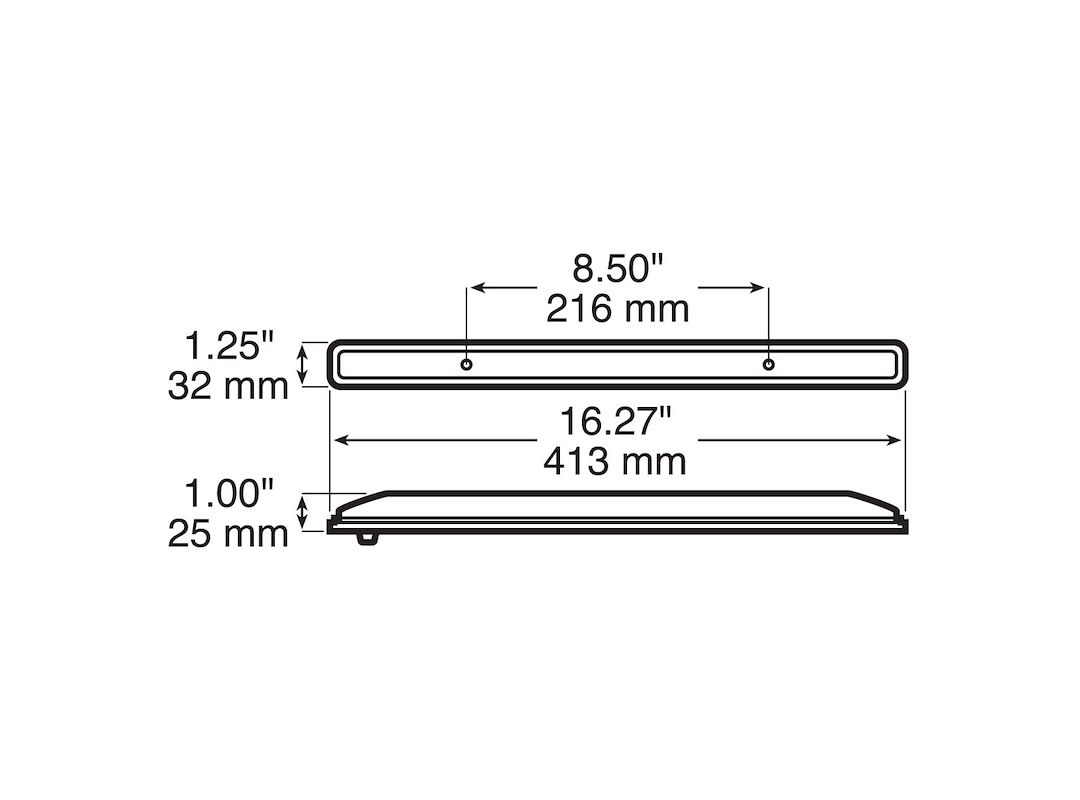Peterson Mfg Clearance Light, LED, Rectangular, 16.27 Inch Length X 1-1/4 Inch Width X 1 Inch Height, Red Lens, Surface Mount, Without Trim – V169-3R