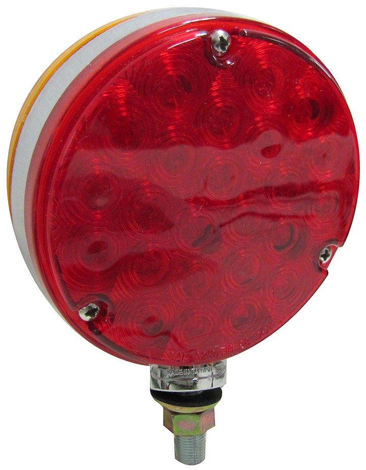 Peterson Mfg Parking/ Turn Signal Light Assembly, Amber/ Red Lens, LED, Single Stud Pedestal Mount, 3 Wire Electrical Connection – V338-2