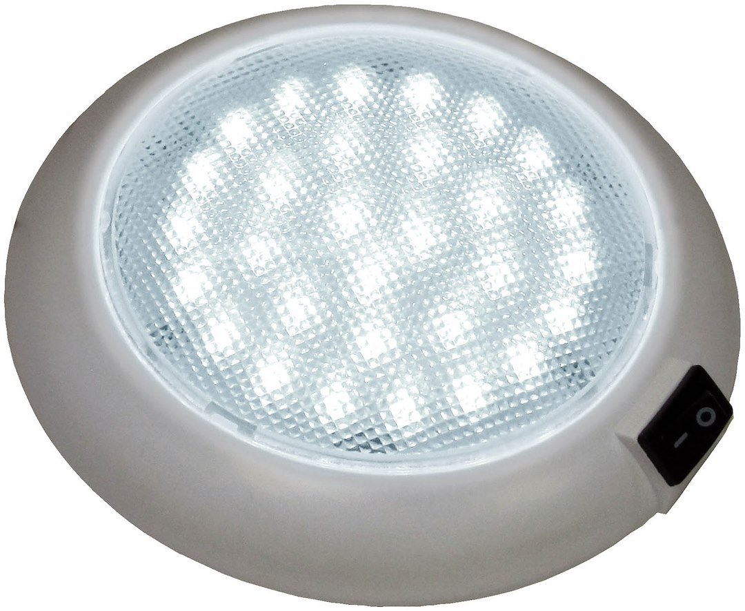 Peterson Mfg Interior Light – LED, Great White, 30 LED Dome, 5-1/2 Inch Round, Plastic Housing and Clear Lens, With on Off Switch – V379S