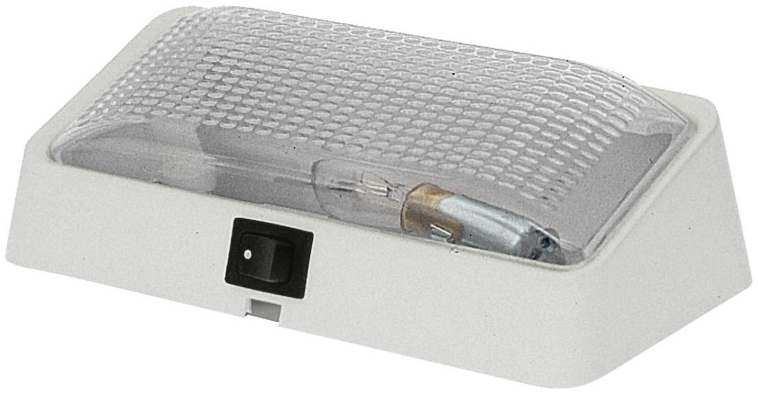 Peterson Mfg Porch Light, 1 Incandescent Bulb, 6-3/8 Inch X 3-1/2 Inch Rectangular Housing, Clear Lens/ Polar White Base, With Switch – V384S