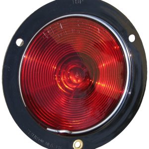 Peterson Mfg Trailer Light, Flush-Mount Stop/ Turn/ Tail Light, Incandescent Bulb, Round, Red Lens, 4 Inch, Black Polycarbonate Housing – V413