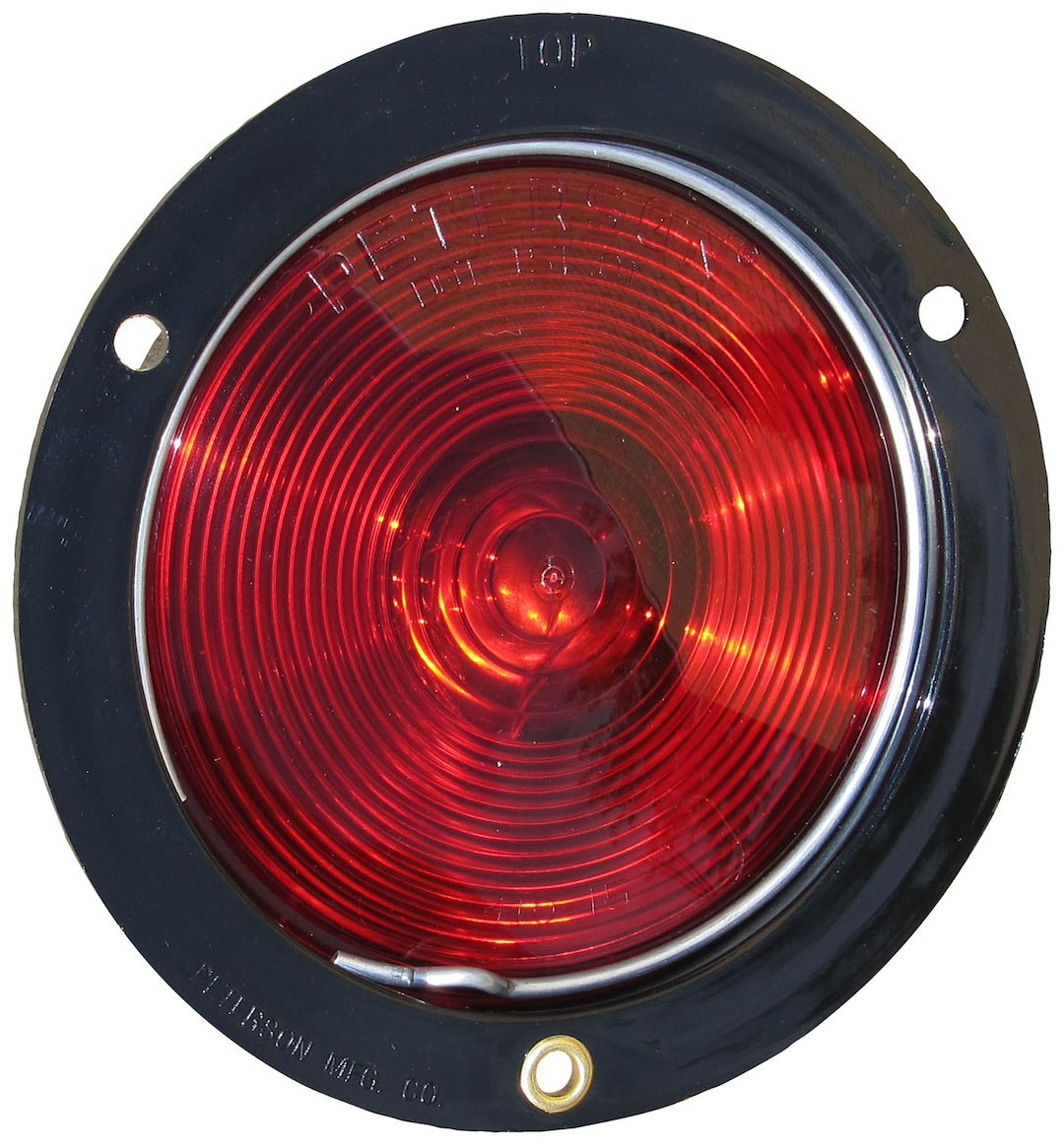 Peterson Mfg Trailer Light, Flush-Mount Stop/ Turn/ Tail Light, Incandescent Bulb, Round, Red Lens, 4 Inch, Black Polycarbonate Housing – V413