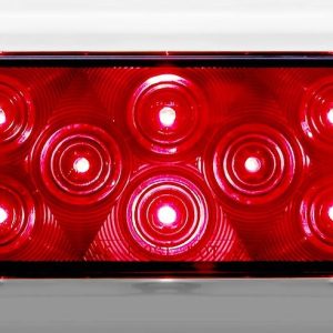 Peterson Mfg Trailer Light, Stop/ Turn/ Tail Light, LED, Oval, Red Lens, 7-1/2 Inch X 3-1/4 Inch, With Snap-On Chrome Bezel – V423XR-4
