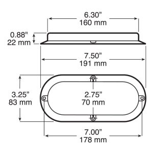 Peterson Mfg Trailer Light, Stop/ Turn/ Tail Light, LED, Oval, Red Lens, 7-1/2 Inch X 3-1/4 Inch, With Snap-On Chrome Bezel – V423XR-4