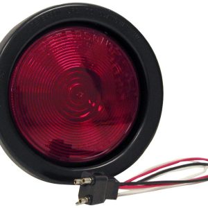 Peterson Mfg Trailer Light, Stop/ Turn/ Tail Light, Incandescent Bulb, Round, Red Lens, 4 Inch, With Grommet/ Right Angle Plug – V426KR