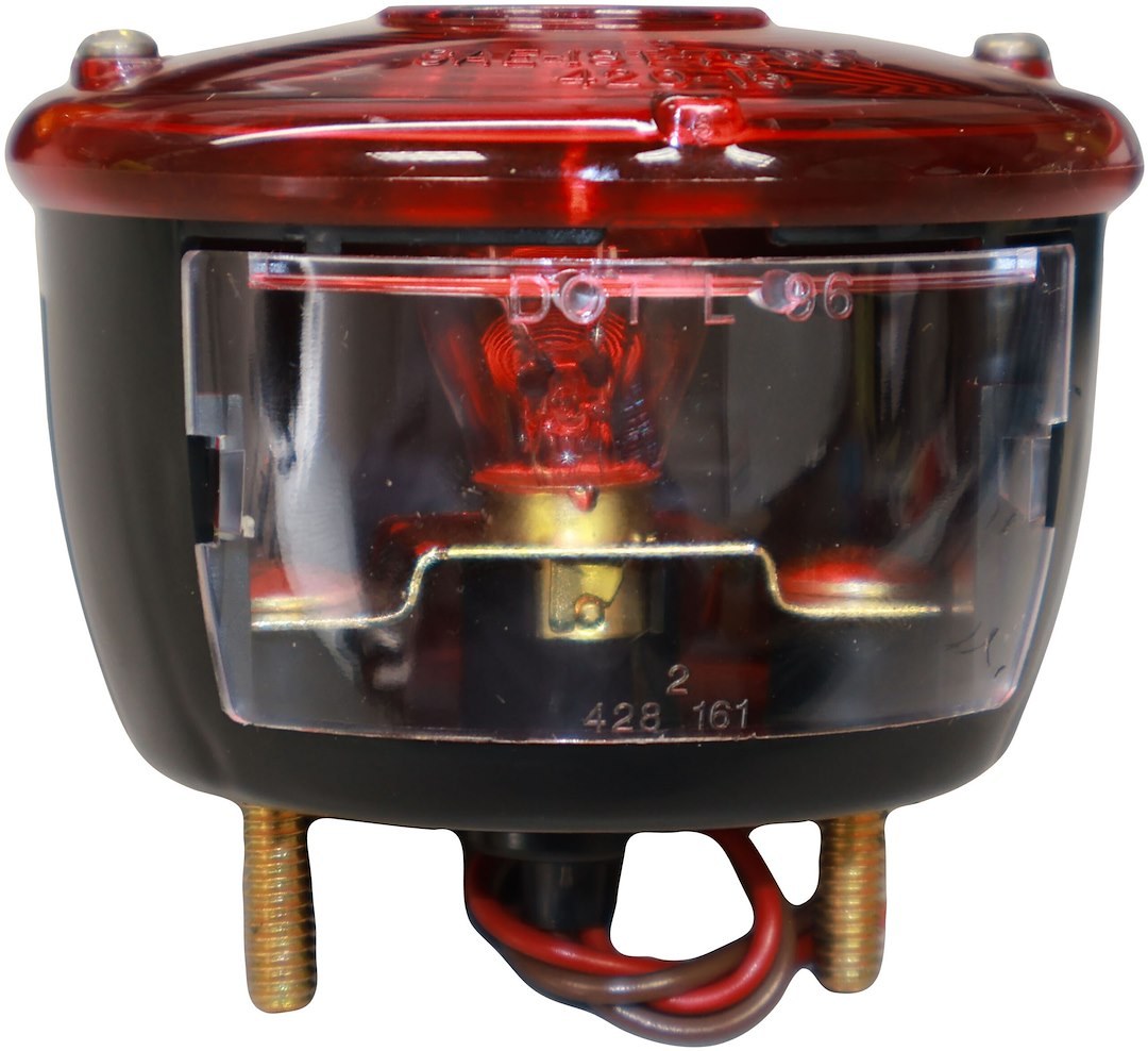 Peterson Mfg Trailer Light, Stop/ Turn/ Tail Light, Incandescent Bulb, Round, Red, 3-3/4 Inch Diameter, Stud Mount, Non-Submersible – V428