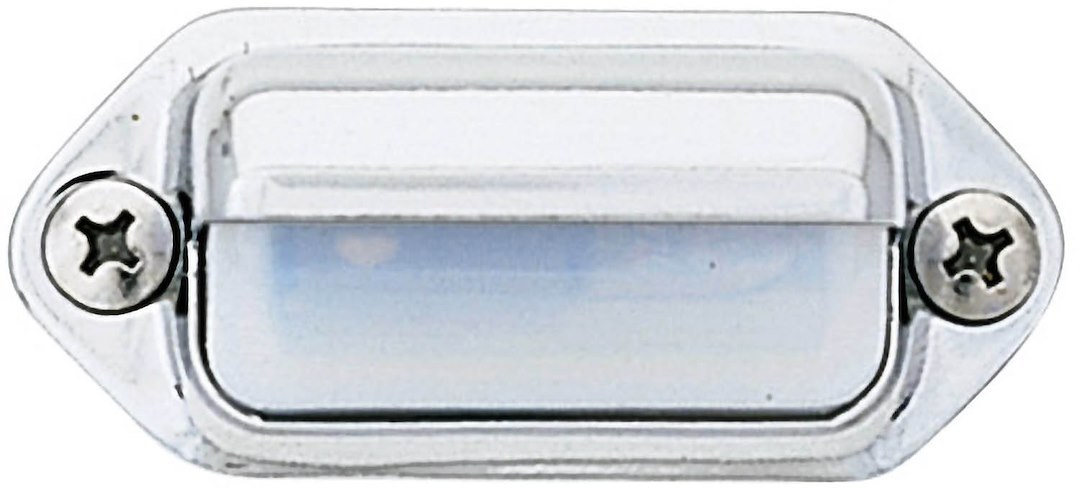 Peterson Mfg Courtesy Light, Clear Light, Surface Mount, Chrome Plated Housing, White Housing, Brass Housing – V434