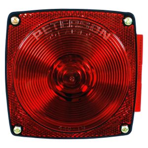 Peterson Mfg Trailer Light, Stop/ Turn/ Tail Light, Incandescent Bulb, Square, Red, 4-3/4 Inch X 4-1/2 Inch, Non-Submersible – V440
