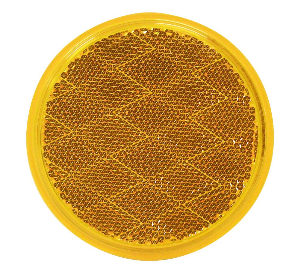 Peterson Mfg Reflector, Quick Mount, Amber Lens, 3-3/16 Inch Round, Without Housing, Adhesive Backing – V475A