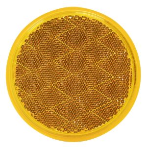 Peterson Mfg Reflector, Quick Mount, Amber Lens, 3-3/16 Inch Round, Without Housing, Adhesive Backing – V475A