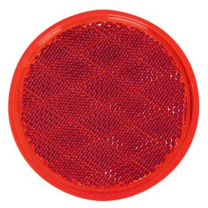 Peterson Mfg Reflector, Quick Mount, Red Lens, 3-3/16 Inch Round, Without Housing, Adhesive Backing – V475R