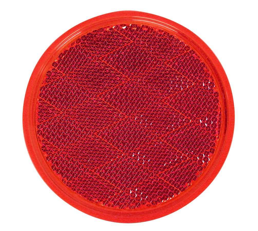 Peterson Mfg Reflector, Quick Mount, Red Lens, 3-3/16 Inch Round, Without Housing, Adhesive Backing – V475R